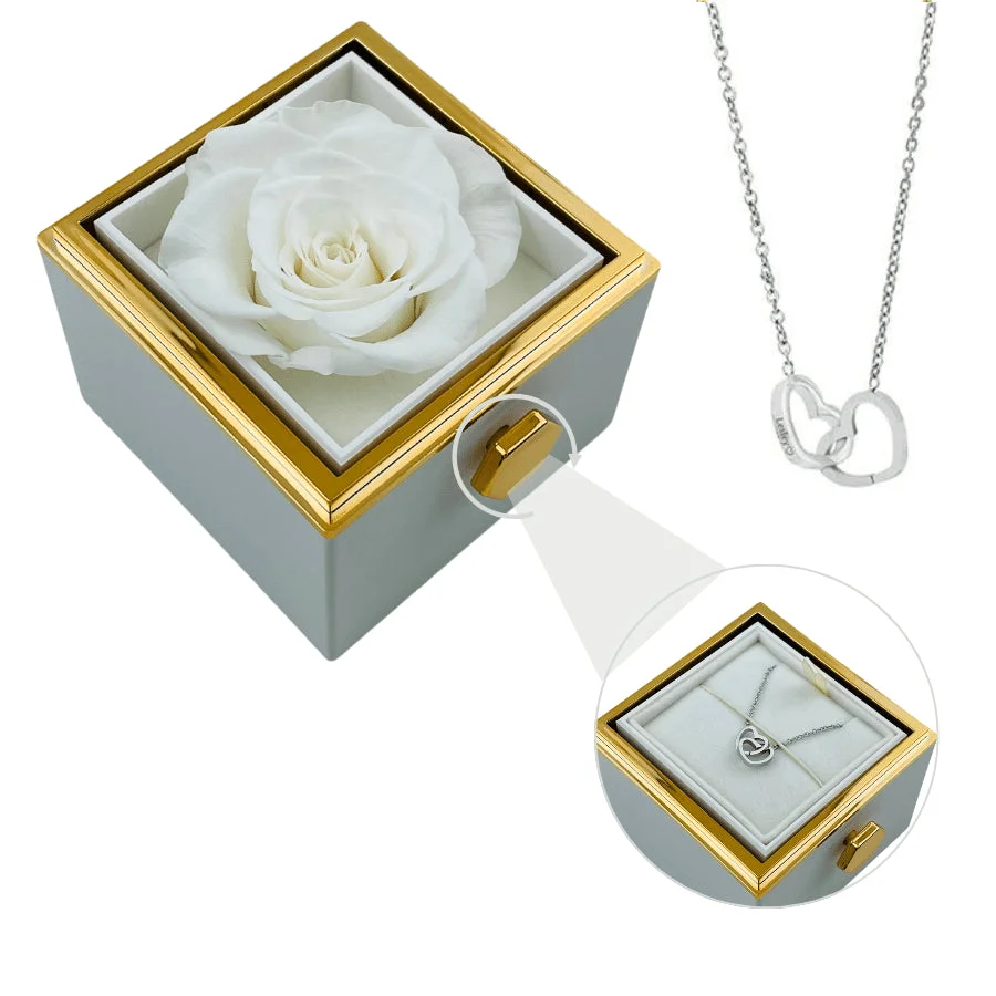 Eternal Rose Box - W/ Engraved Necklace & Real Rose