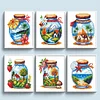 6pcs Glass Bottle Landscape-11CT Stamped Cross Stitch 15*17cm/5.91*6.69in