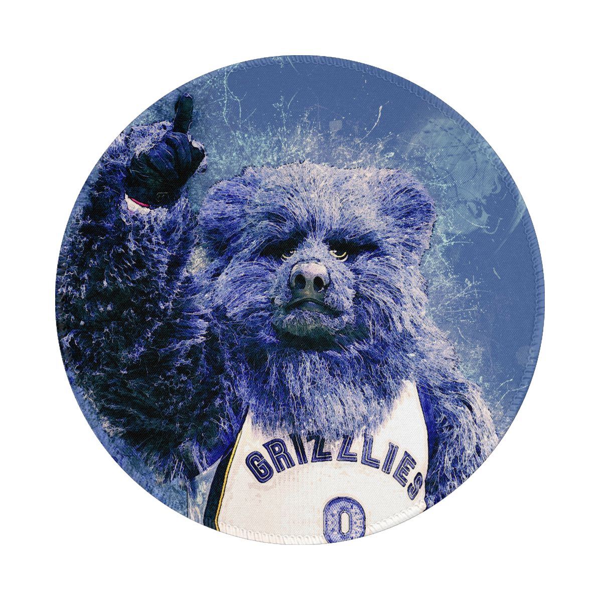Memphis Grizzlies Grizz Official Mascot Portrait Non-Slip Rubber Round Mouse Pad