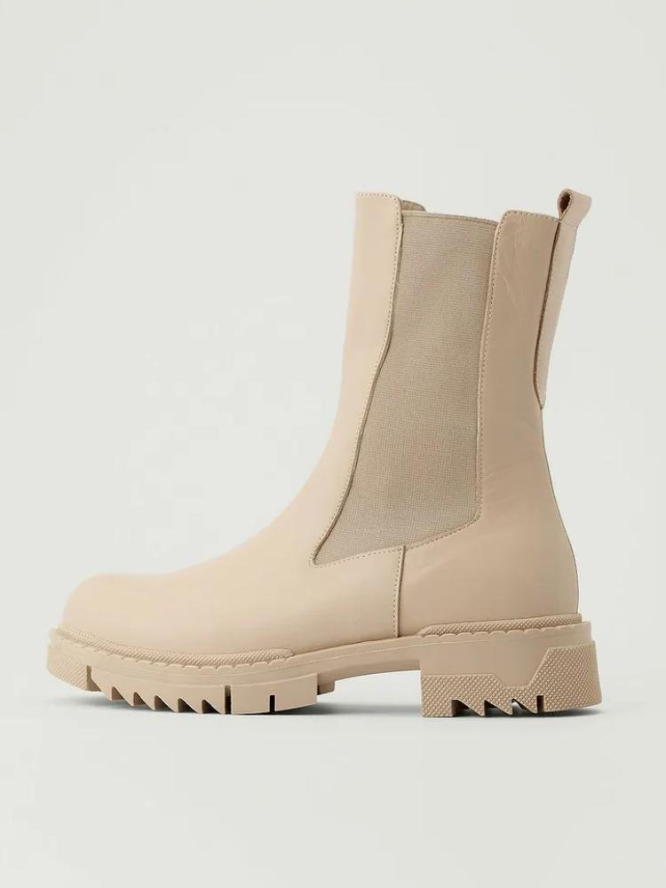 Casual Elastic Side Panels Round-Toe Thick Sole Platform Ankle Booties