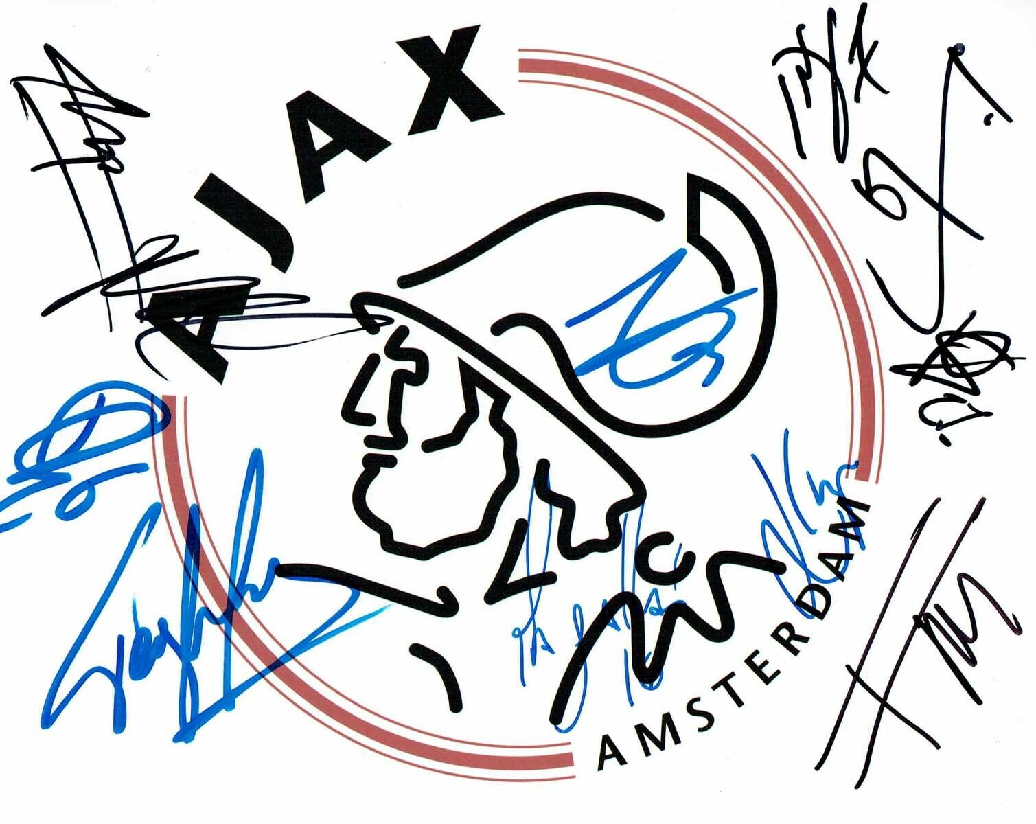 AJAX 2019 Champions League Squad Multi SIGNED Autograph 10x8 Photo Poster painting 1 AFTAL COA