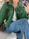 Urban Lambskin Solid Color Buttoned Lapel Collar Long Sleeves Outerwear