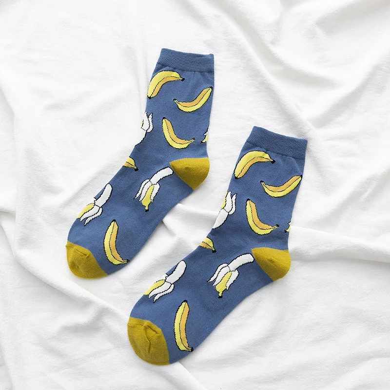 New Summer Cartoon Fruit Cotton Watermelon Lemon Strawberry Banana Avocado Women Korean Version of Socks Fashion Street Socks