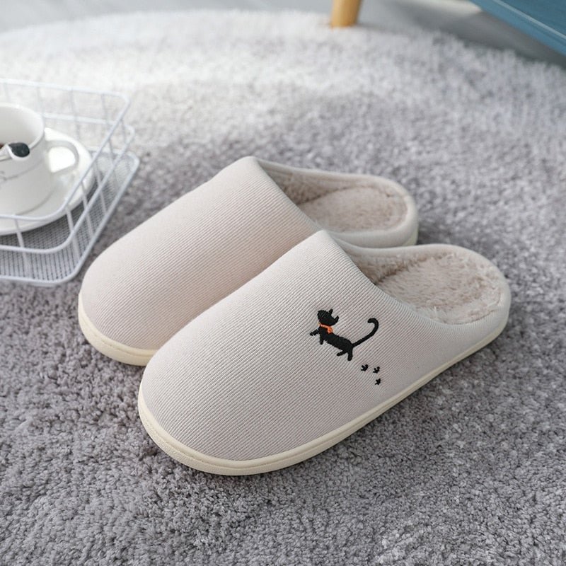 Winter new couple cotton slippers female home warm non-slip plush slippers cute cartoon indoor home slippers winter boots
