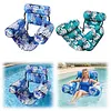 PVC Inflatable Floating Loungers with 3 Airbags Stylish Leaf Print Pool Lounger Stitch Reinforcement Maple Pattern Floating Recliner for Pool Beach Summer Water Play