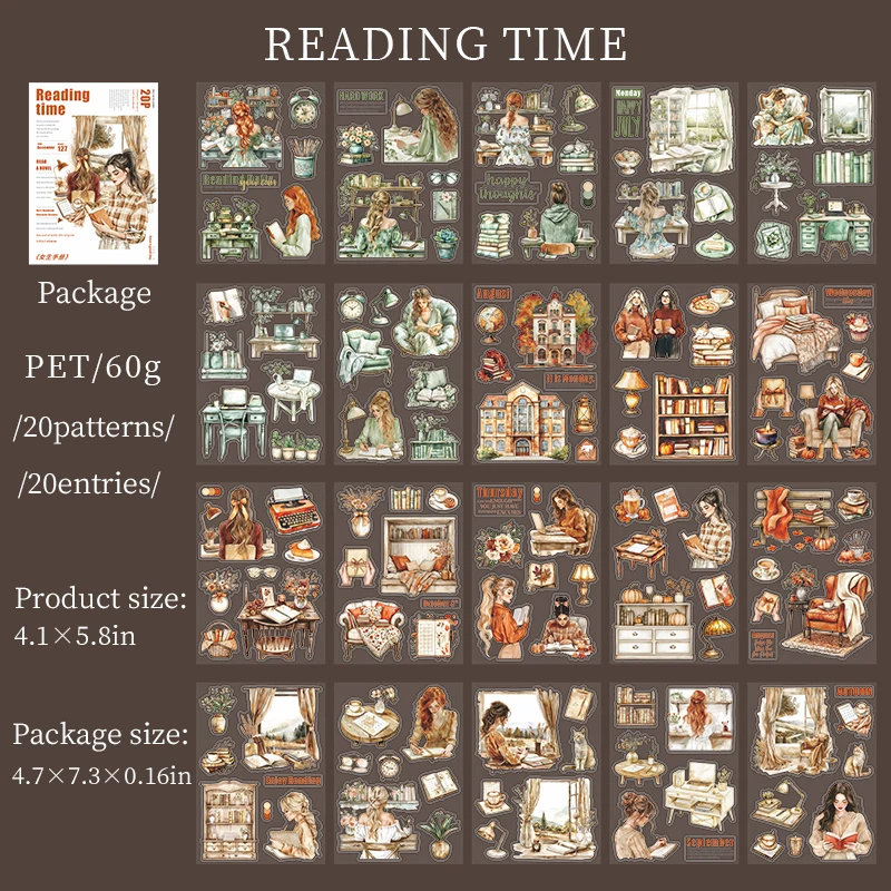 PET Sticker Book - Girl's Handbook Series Vintage Character Landscaping 