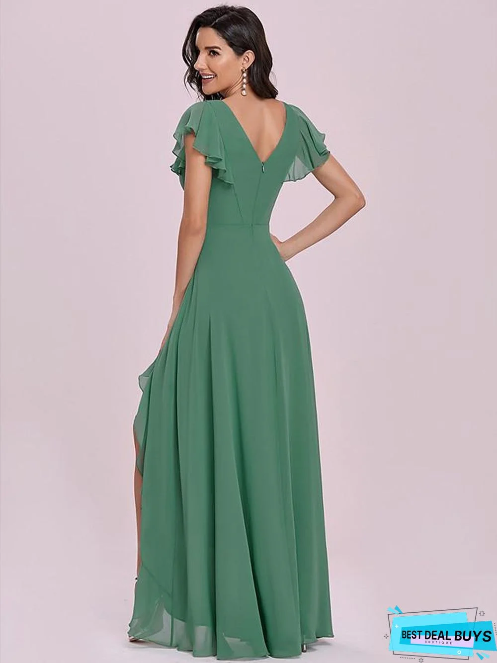 Women's A Line Dress Maxi Long Dress Short Sleeve Solid Color Spring Summer Elegant Vintage Green