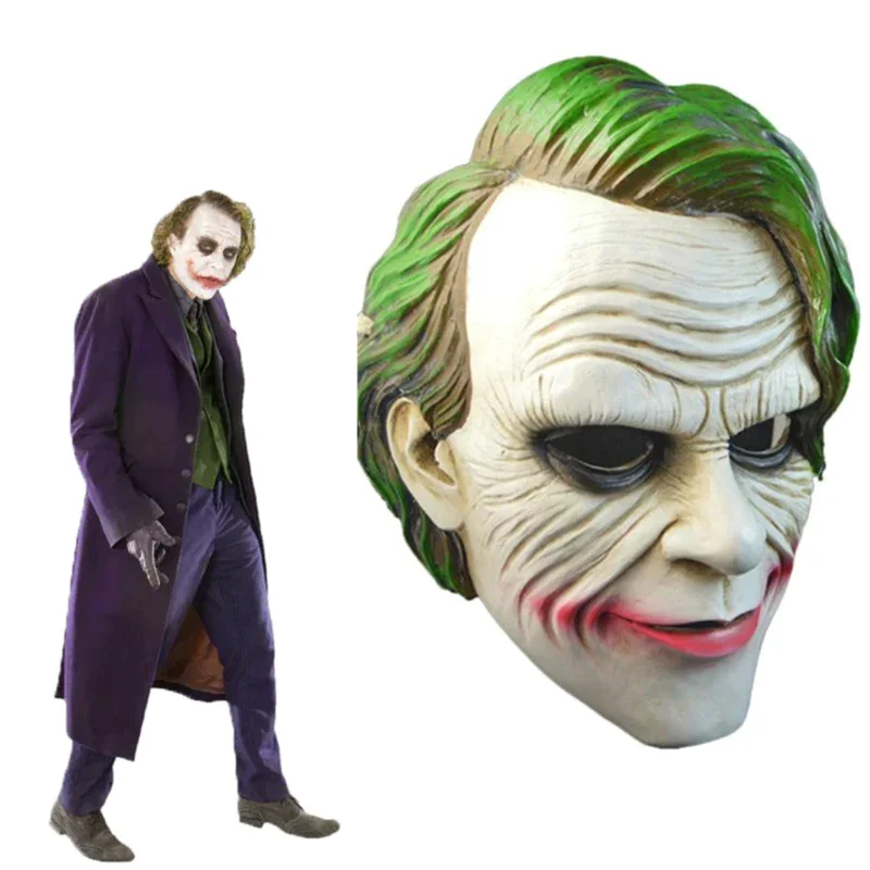 Joker Mask Green Hair Clown Mask Halloween Villain Cosplay Halloween Carnival Props