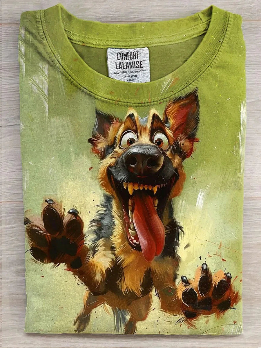 Eagerlys  Funny Dog Art Print T-shirt Eagerlys