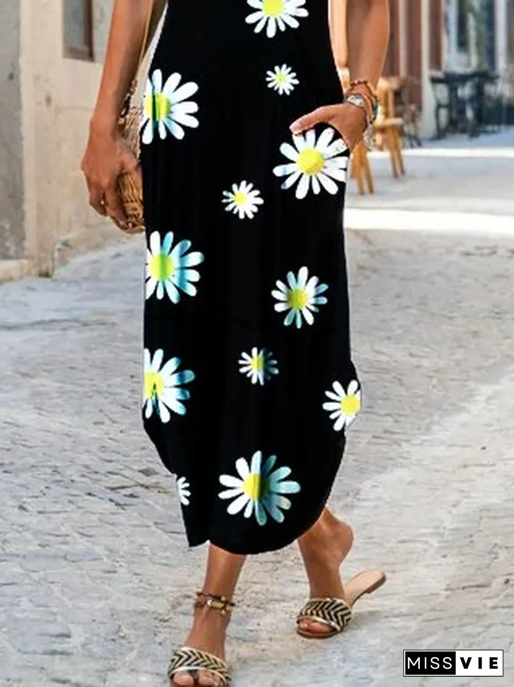Floral Short Sleeve Casual Knitting Dress