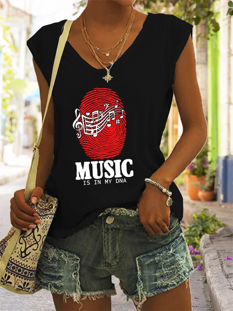 Music Is My DNA V Neck T Shirt