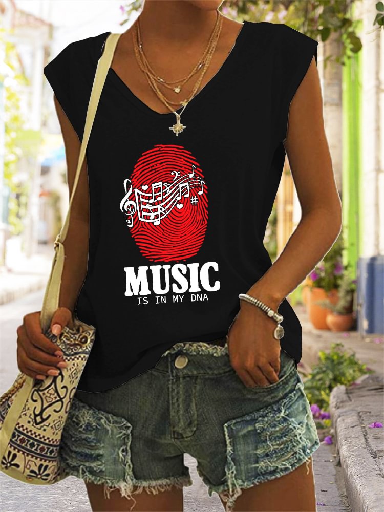 Comstylish Music Is My DNA V Neck T Shirt