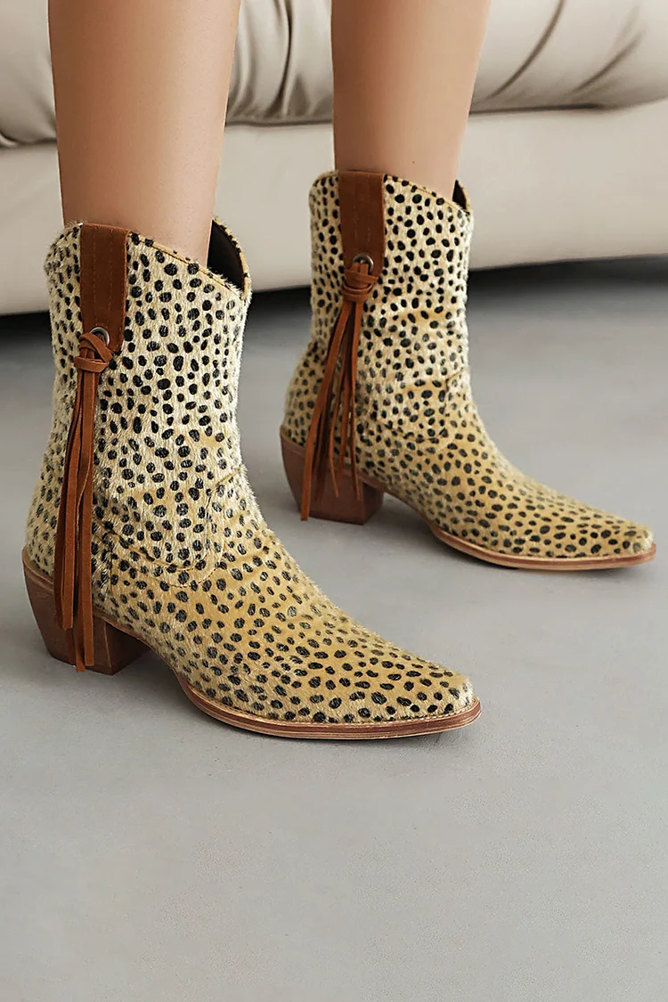 Leopard print chunky online heels