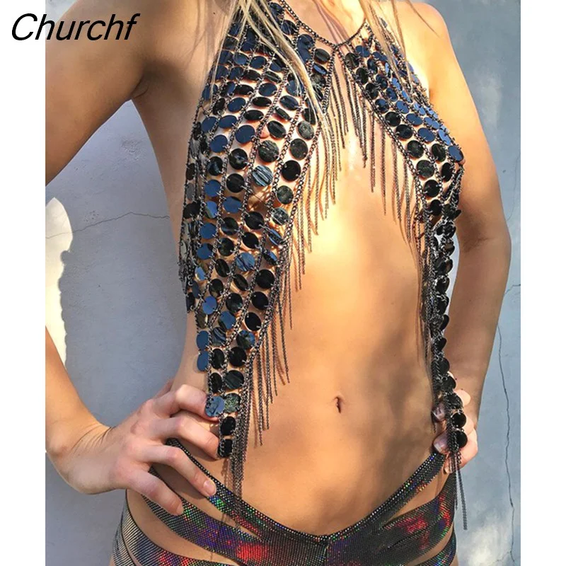 Churchf Sequin Sexy Corset Top 2023 Summer Crop Top Women Tank Tops Short Sling Corset Top Vest Slim Spaghetti Strap Female