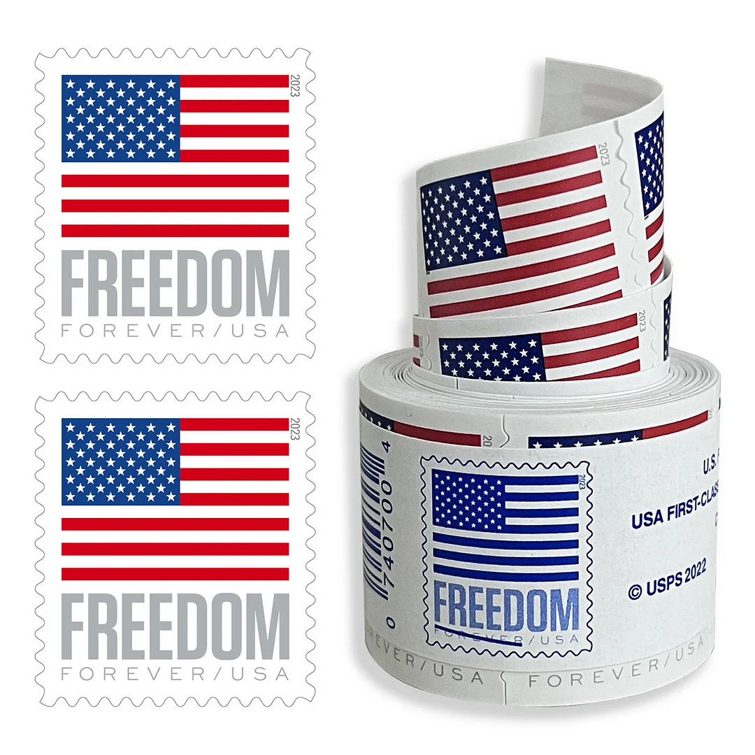Three Stamps Of Postage 400 Flags Rolls 222 4 Usps Us Stamp Forever, Shipping Supplies
