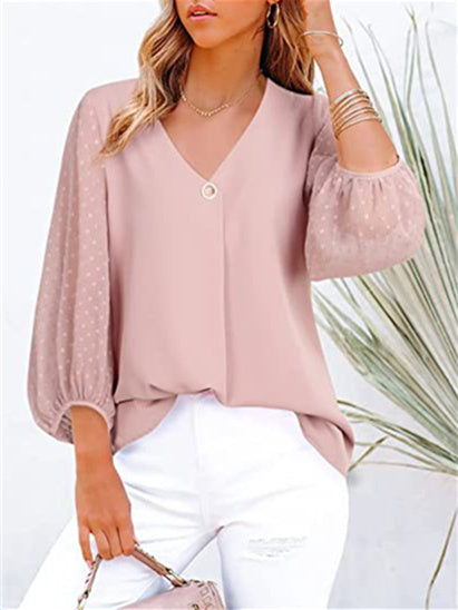 Women Long Sleeve V-neck Graphic Floral Printed Top