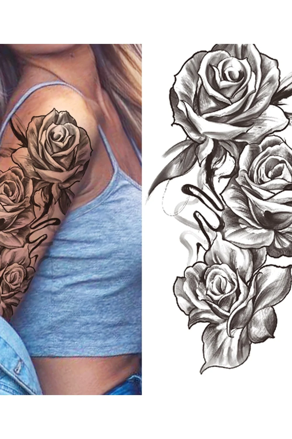  Forest Tattoo Sticker For Men Women Children Tiger Wolf Death Skull Temporary Tattoo Fake Henna Skeleton King Animal Tatoo 921-1