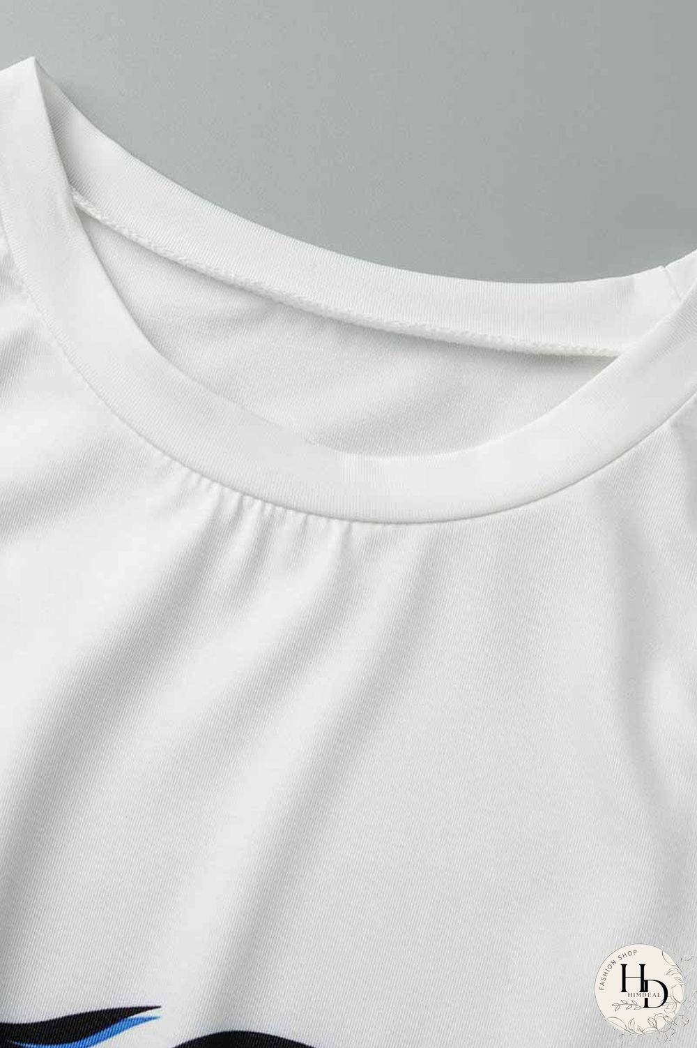 Colour Fashion Casual Print Basic O Neck Short Sleeve Two Pieces