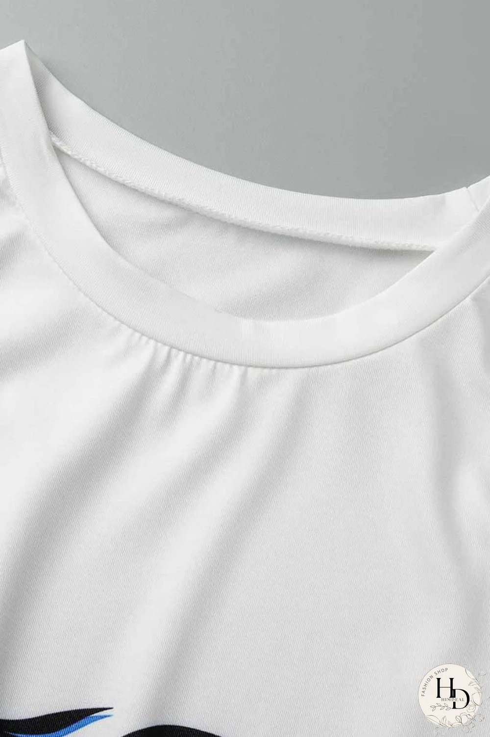 Colour Fashion Casual Print Basic O Neck Short Sleeve Two Pieces