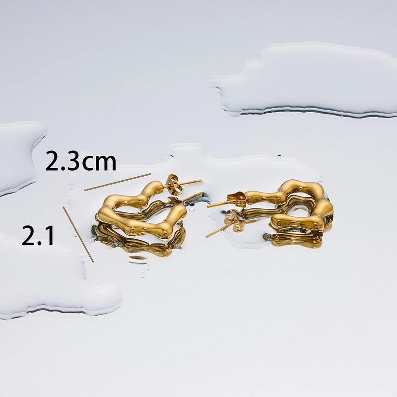 1 Pair Minimalist Geometric Plating Titanium Steel 18K Gold Plated Ear Studs