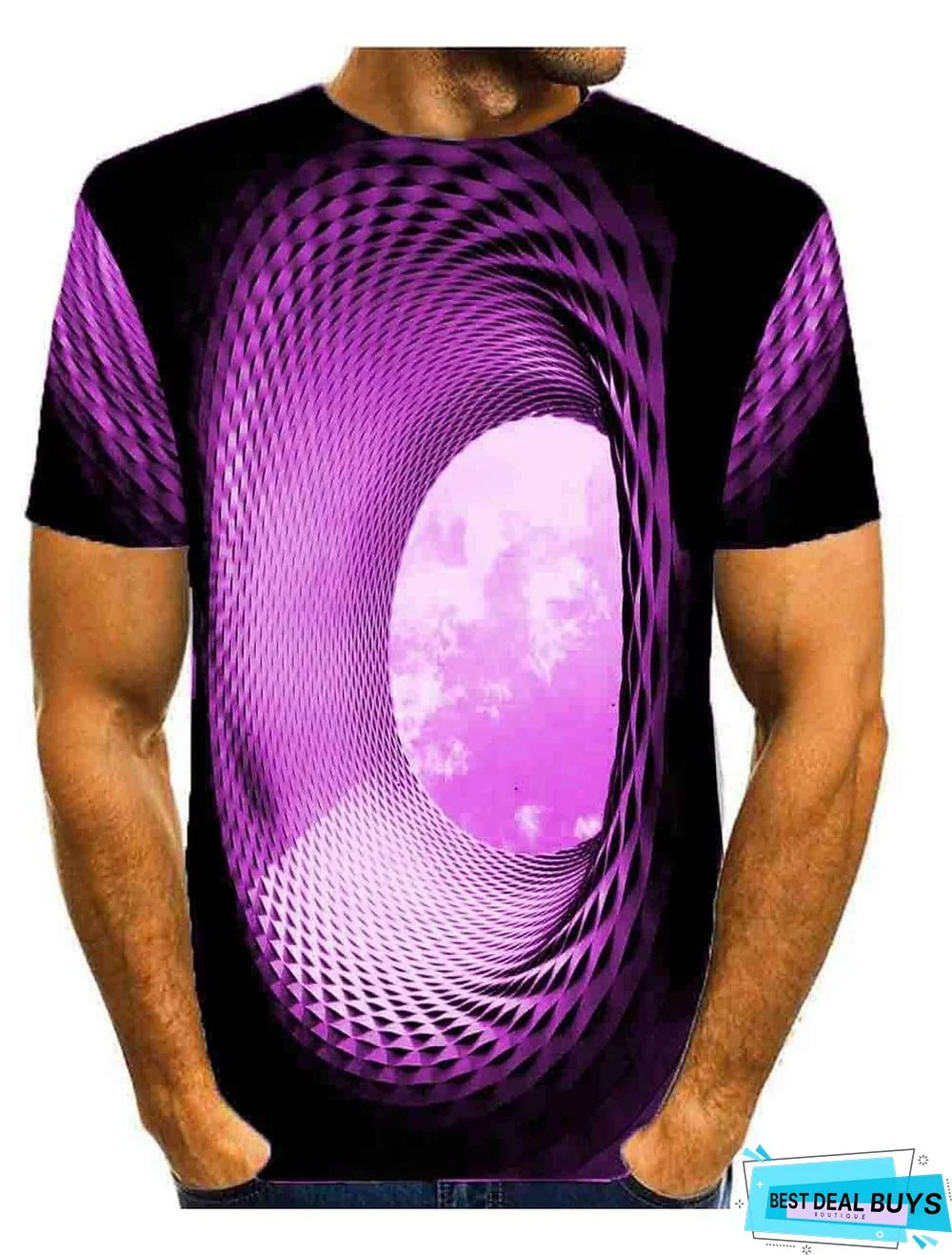 Men's T-shirt Graphic Optical Illusion Print Short Sleeve Daily Tops Basic Round Neck