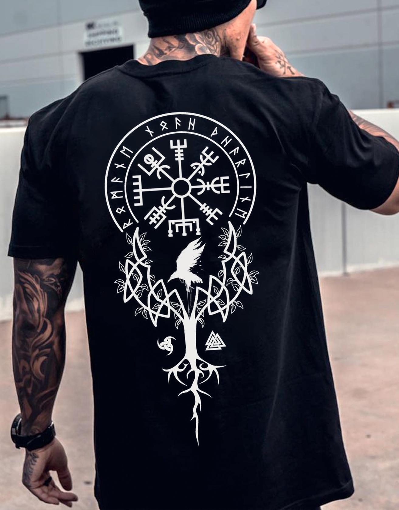 Viking Symbol Charm Street Tide Pattern Tattoo T-shirt / TECHWEAR CLUB / Techwear