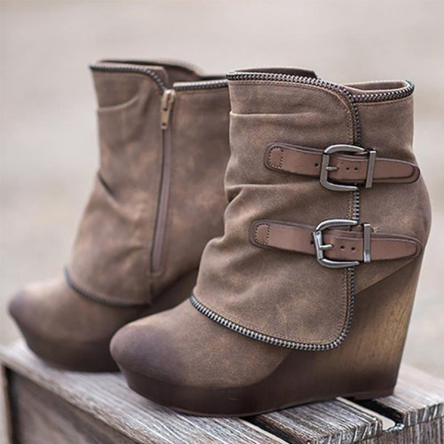 Female Booties With Wedge Heels Platform Boots