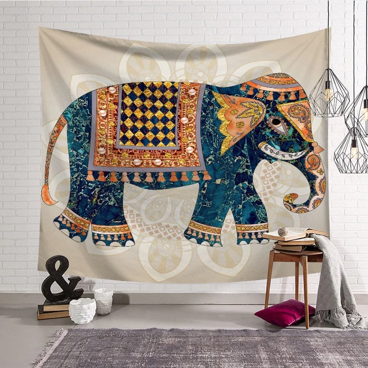 Bohemian Mandala Elephant Tapestry Wall Hanging Sandy Beach Picnic Throw Rug Blanket Camping Tent Travel Sleeping Pad Bedspread