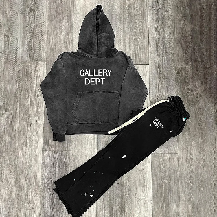 Gallery Dept Print Hip Hop Pullover Hoodie & Flared Trousers