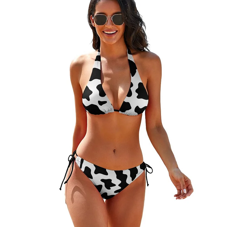 Bikini Swimming Costume BK2131 Black And White, Cow Pattern customized, personalized, gift