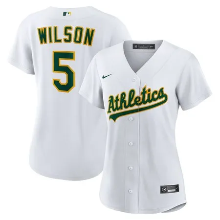 Women's Oakland Athletics #5 Jacob Wilson  White Home Replica Jersey