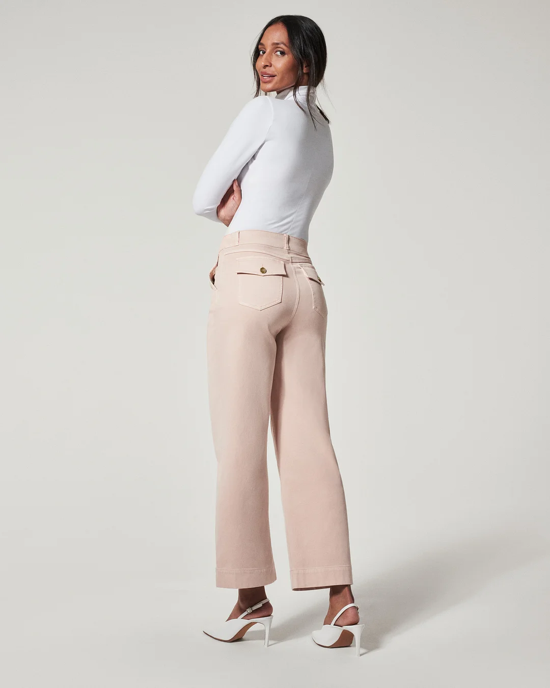 Stretch Twill Cropped Wide Leg Pant