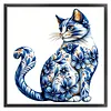 Blue Porcelain Cat - 11CT Stamped Cross Stitch 40*40cm tapestrymarket