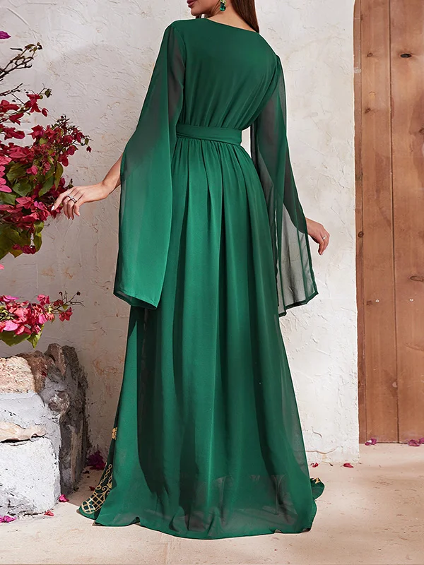 Fashion Double Layer Chiffon Embroidered Women's Dress