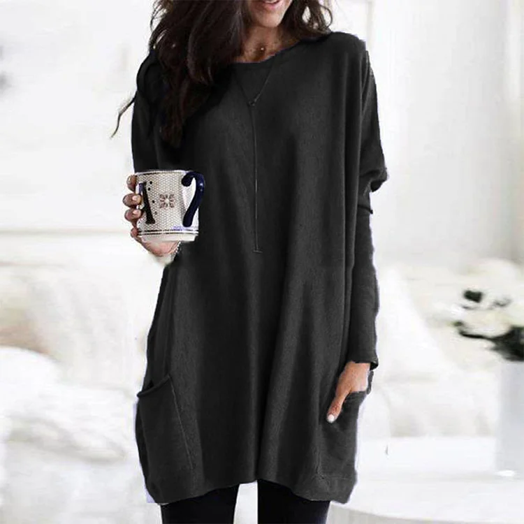 Women's Casual Long Sleeve Lightweight T-Shirt Top with Pockets