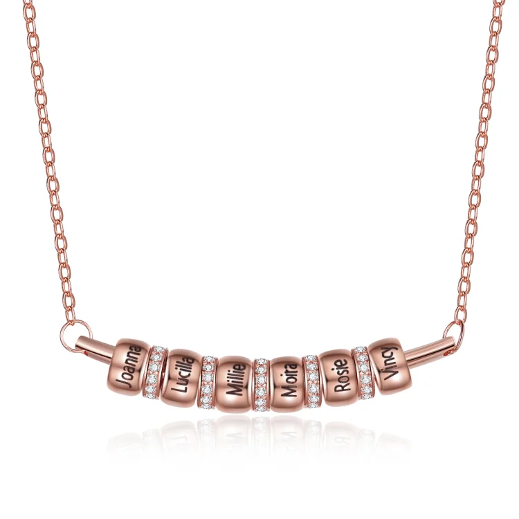 Smile Bar Halskette verziert mit 6 Namen vergoldeten Perle