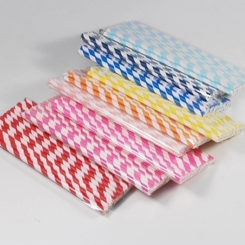 100 Pieces Birthday Fashion Stripe Paper Straw 1 Piece