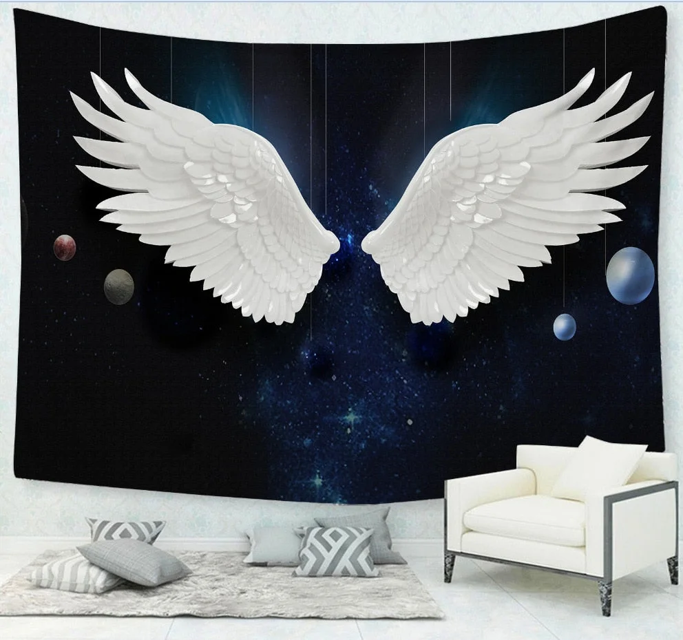 Psychedelic Tapestry For Bedroom Decor 3D Printed Feather Wall Hanging Cloth Tapestry Ancient Religious Totem Travel Camping Mat