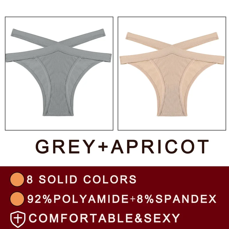 2PCS/Set Cross Waist Strap Women Panties Seamless Underwear Sexy Panties Lingerie Underpants Briefs Solid Color Female Pantys