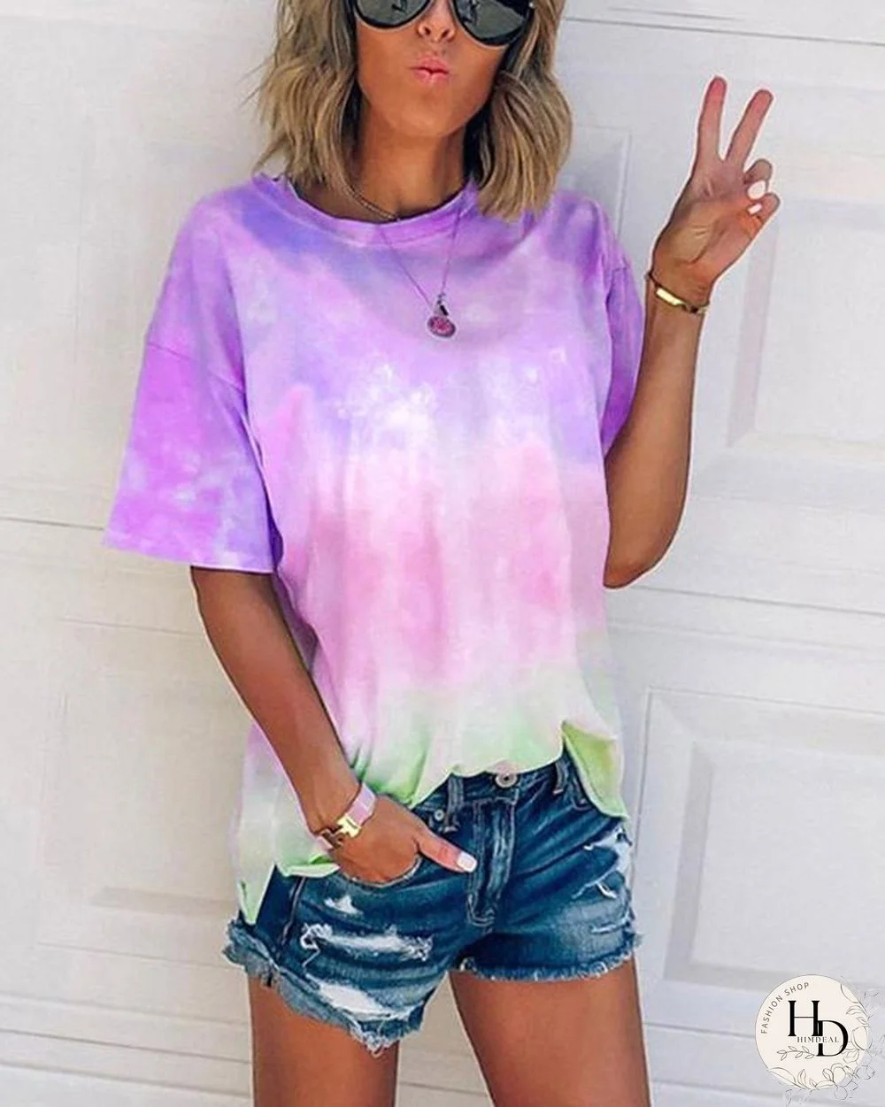 Tie-dye gradient rainbow T-shirt