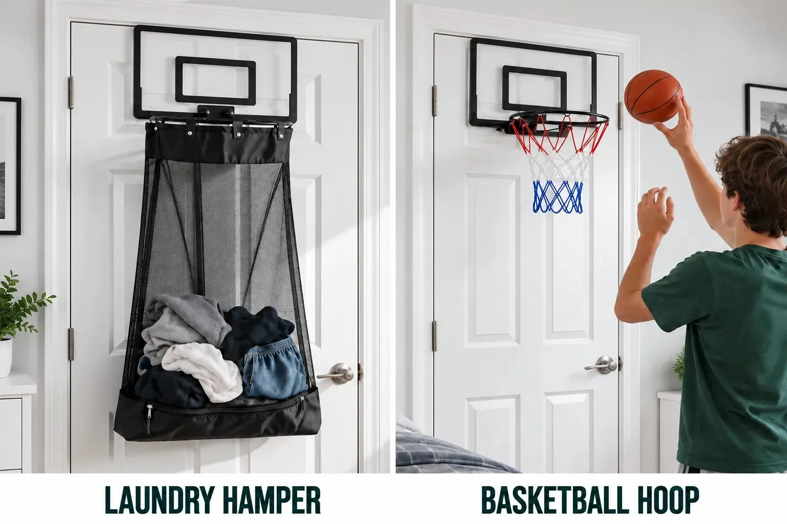 Basketball laundry hoop showing laundry and basketball modes