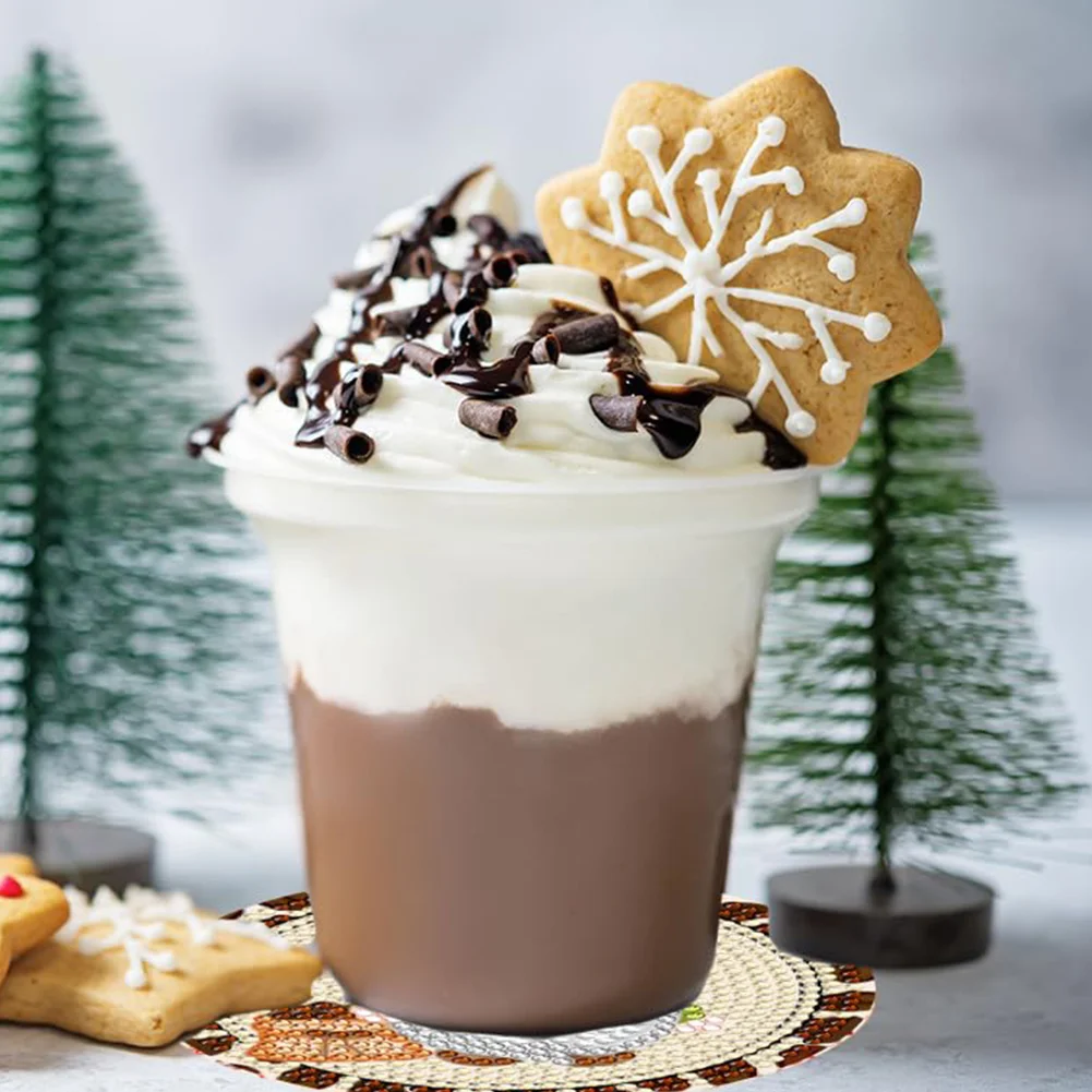 8pcs DIY Coffee Bean Gnome Acrylic Diamond Painting DIY Coaster for Adults Kids