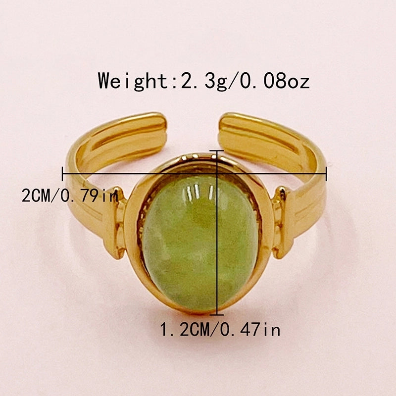 Vacation Roman Style Heart Shape Flower 304 Stainless Steel 14K Gold Plated Natural Stone Zircon Rings In Bulk