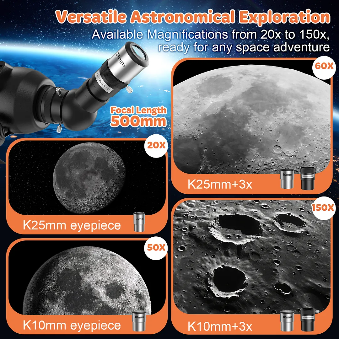 BEBANG Telescope for Adults & Kids, 70mm Aperture 500mm AZ Mount Refractor Telescope for Astronomy Beginners, Portable Travel Telescopes with Tripod Phone Adapter