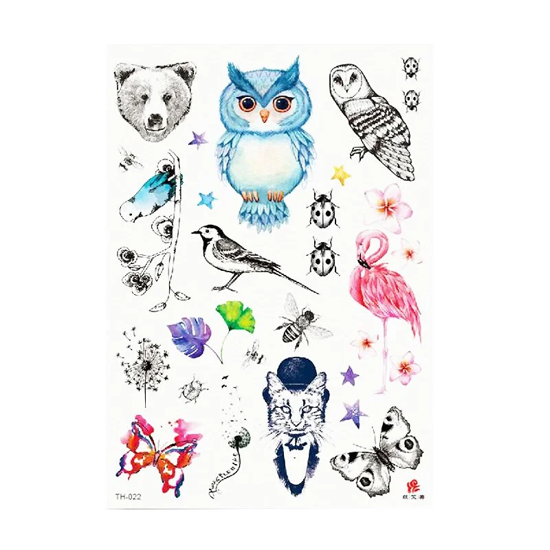 Waterproof Temporary Tattoo Sticker Watercolor Cute little animal pattern tattoo Water Transfer body art fake tattoo