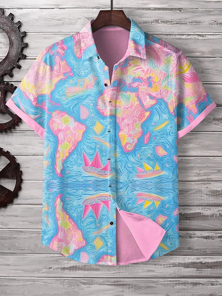 Men's African Map Sailing Art Print Shirt