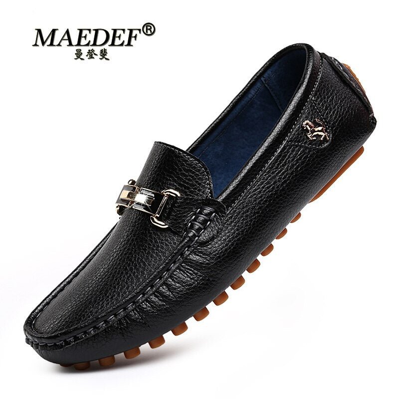 MAEDEF Large Size 48 Men's Loafers Soft Moccasins High Quality Spring Autumn Genuine Leather Shoe Men Casual Flats Driving Shoes