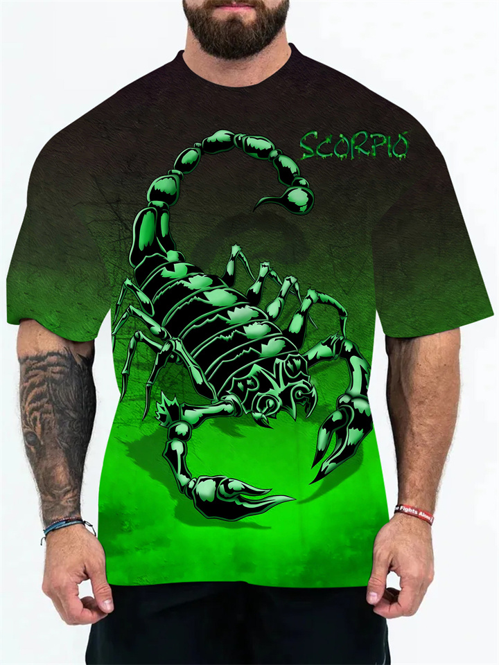 New Men's 3D Digital Printing Animal Character Pattern Short Sleeve Round Neck T-shirt