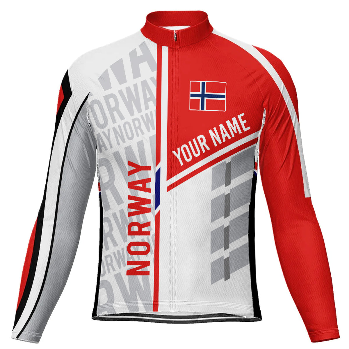 Customized Norway Winter Thermal Fleece Long Sleeve Cycling Jersey for Men | captainssportss.com