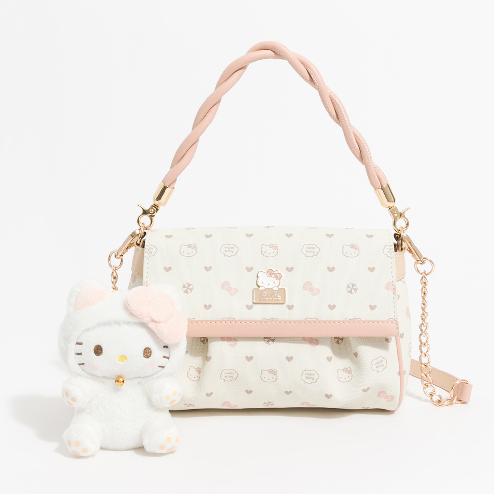 Arnold Palmer X Hello Kitty Monogram Flap Crossbody Bag PINK Shoulder Bag Rucksack PU Leather Women Girls Ladies Travel Bag A Cute Shop - Inspired by You For The Cute Soul 
